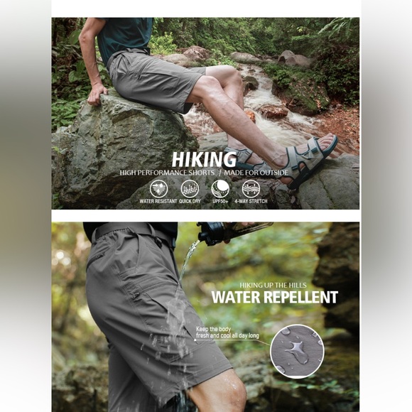 SPOSULEI Men's Athletic Hiking Shorts – Water Resistant Quick-Dry Lightweight Shorts With Zipper Pockets - View #8